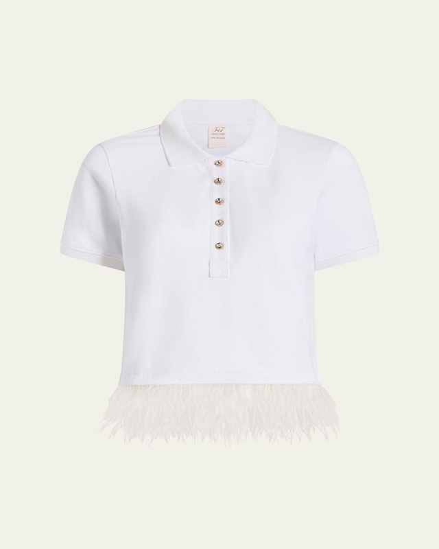 Reign Feather-Hem Polo Top